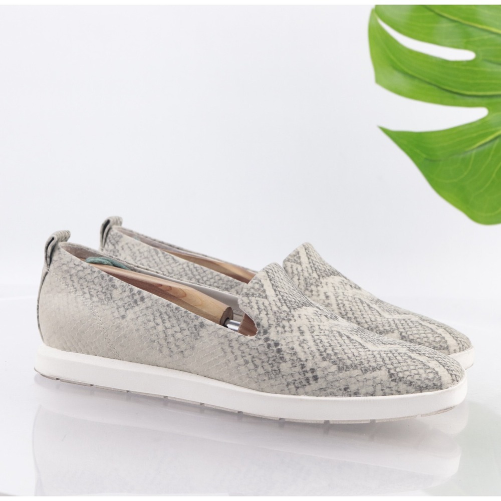 Franco Sarto Womens Boston Loafer Size 8 Gray Snakeskin Slip On Flat Casual Shoe